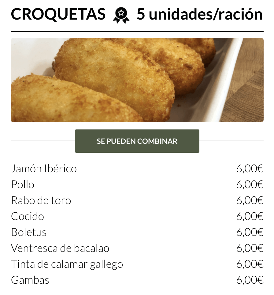 CROQUETAS PARA LLEVAR MADRID