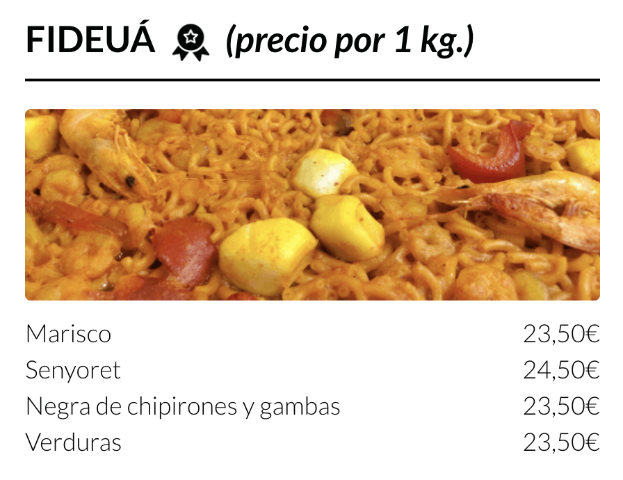 FIDEUA PARA LLEVAR MADRID