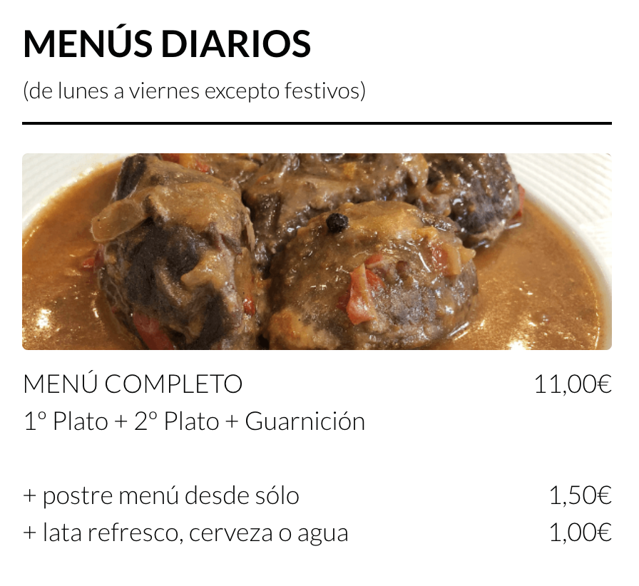 MENU DIARIO PARA LLEVAR MADRID