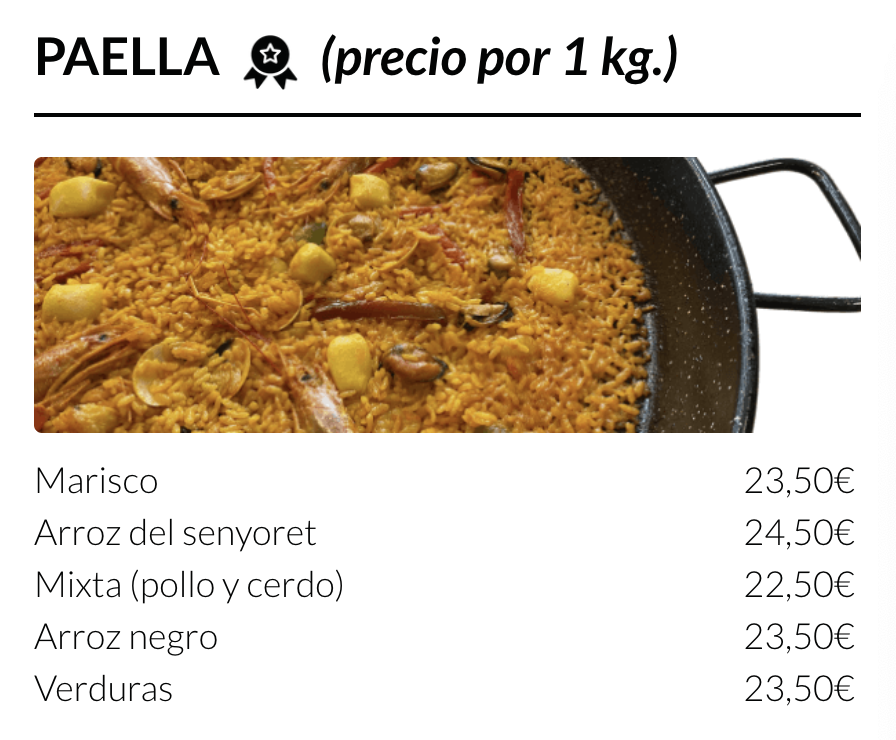 PAELLA PARA LLEVAR MADRID