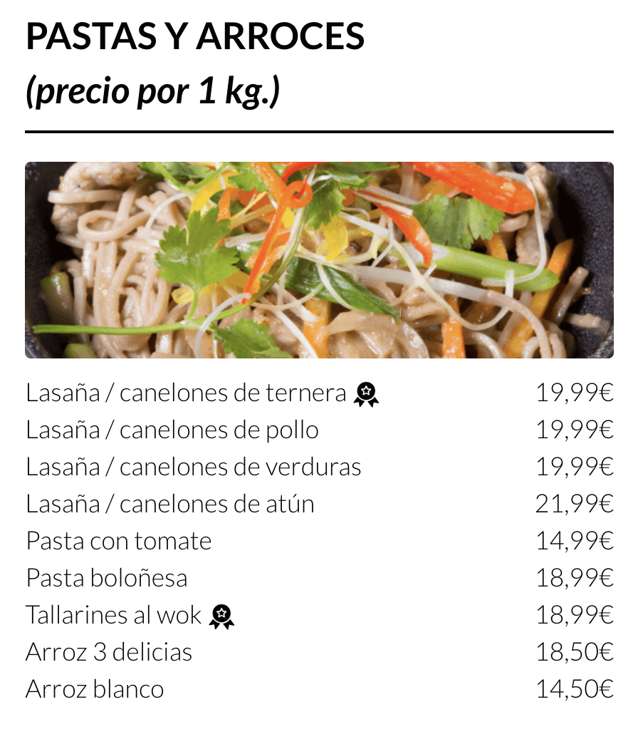PASTAS Y ARROCES PARA LLEVAR MADRID